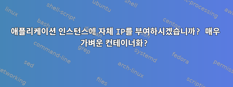 애플리케이션 인스턴스에 자체 IP를 부여하시겠습니까? 매우 가벼운 컨테이너화?