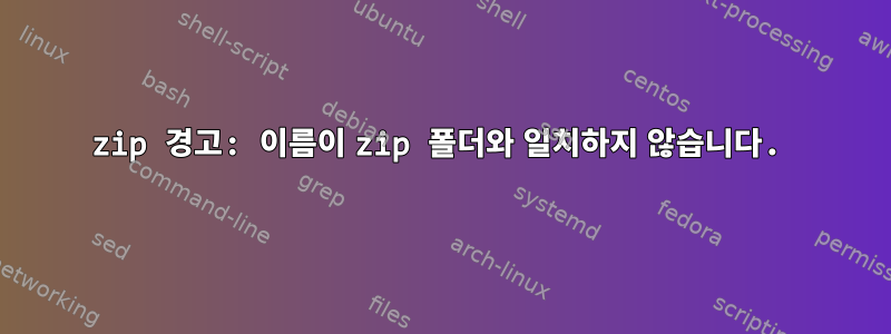 zip 경고: 이름이 zip 폴더와 일치하지 않습니다.