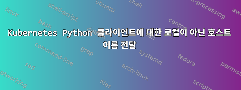 Kubernetes Python 클라이언트에 대한 로컬이 아닌 호스트 이름 전달