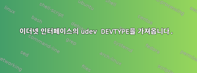 이더넷 인터페이스의 udev DEVTYPE을 가져옵니다.