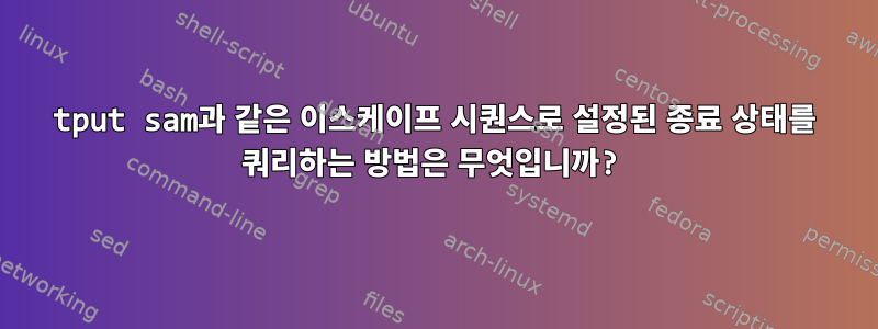 tput sam과 같은 이스케이프 시퀀스로 설정된 종료 상태를 쿼리하는 방법은 무엇입니까?