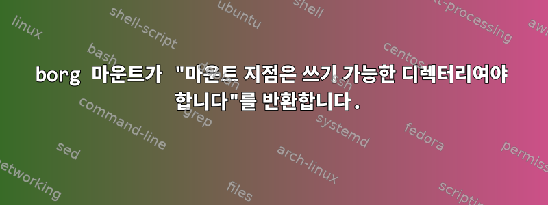 borg 마운트가 "마운트 지점은 쓰기 가능한 디렉터리여야 합니다"를 반환합니다.