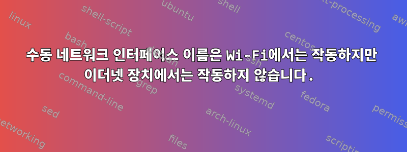 수동 네트워크 인터페이스 이름은 Wi-Fi에서는 작동하지만 이더넷 장치에서는 작동하지 않습니다.