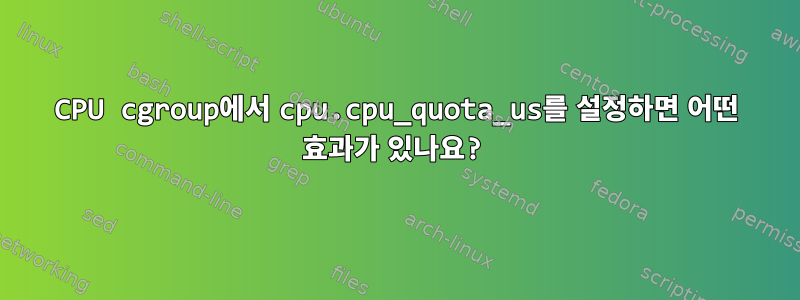 CPU cgroup에서 cpu.cpu_quota_us를 설정하면 어떤 효과가 있나요?