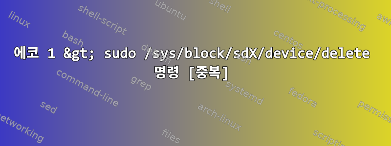 에코 1 &gt; sudo /sys/block/sdX/device/delete 명령 [중복]