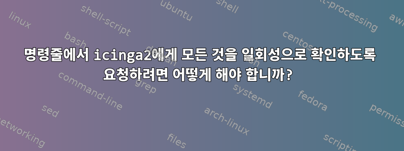 명령줄에서 icinga2에게 모든 것을 일회성으로 확인하도록 요청하려면 어떻게 해야 합니까?