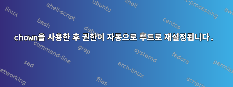 chown을 사용한 후 권한이 자동으로 루트로 재설정됩니다.