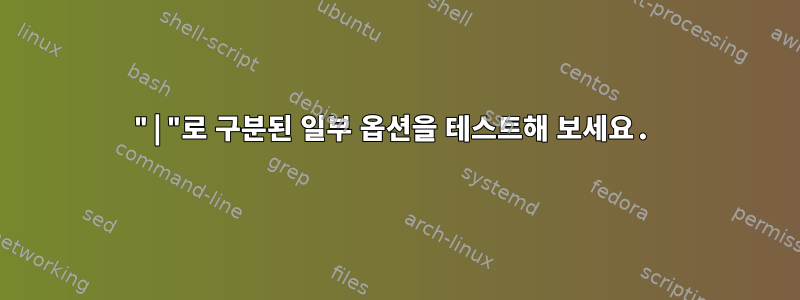 "|"로 구분된 일부 옵션을 테스트해 보세요.