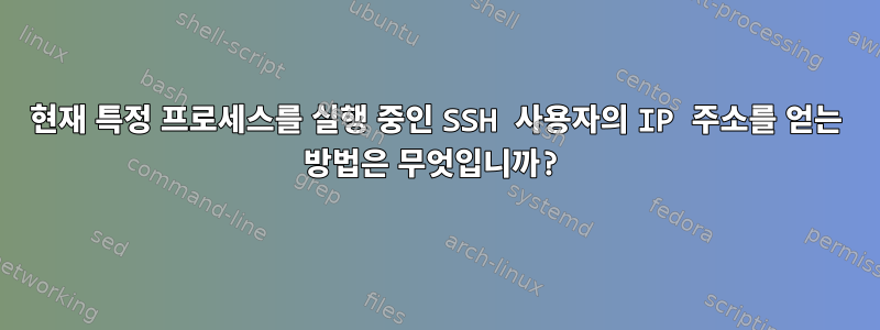 현재 특정 프로세스를 실행 중인 SSH 사용자의 IP 주소를 얻는 방법은 무엇입니까?