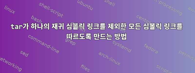 tar가 하나의 재귀 심볼릭 링크를 제외한 모든 심볼릭 링크를 따르도록 만드는 방법