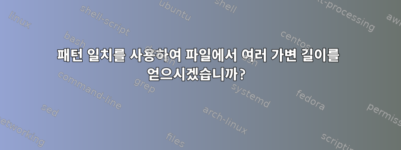 패턴 일치를 사용하여 파일에서 여러 가변 길이를 얻으시겠습니까?