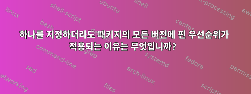 하나를 지정하더라도 패키지의 모든 버전에 핀 우선순위가 적용되는 이유는 무엇입니까?