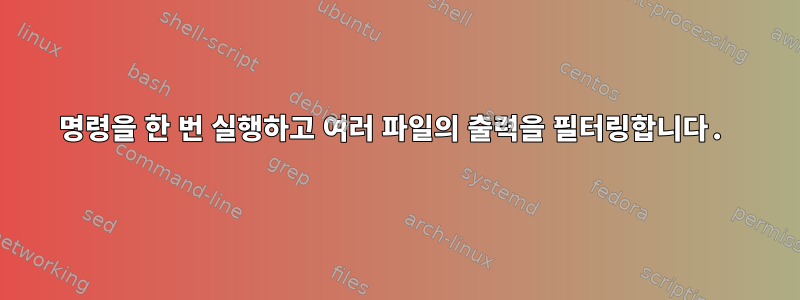 명령을 한 번 실행하고 여러 파일의 출력을 필터링합니다.