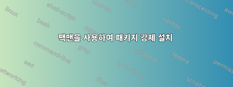 팩맨을 사용하여 패키지 강제 설치