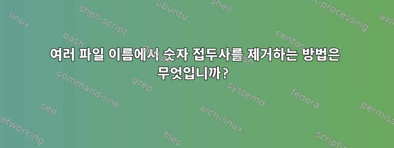 여러 파일 이름에서 숫자 접두사를 제거하는 방법은 무엇입니까?