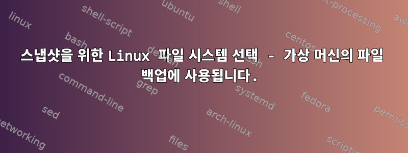 스냅샷을 위한 Linux 파일 시스템 선택 - 가상 머신의 파일 백업에 사용됩니다.