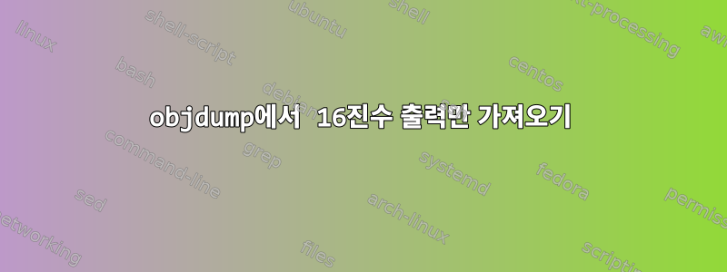 objdump에서 16진수 출력만 가져오기