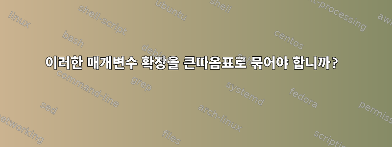 이러한 매개변수 확장을 큰따옴표로 묶어야 합니까?