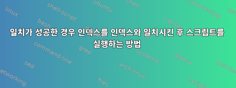 일치가 성공한 경우 인덱스를 인덱스와 일치시킨 후 스크립트를 실행하는 방법