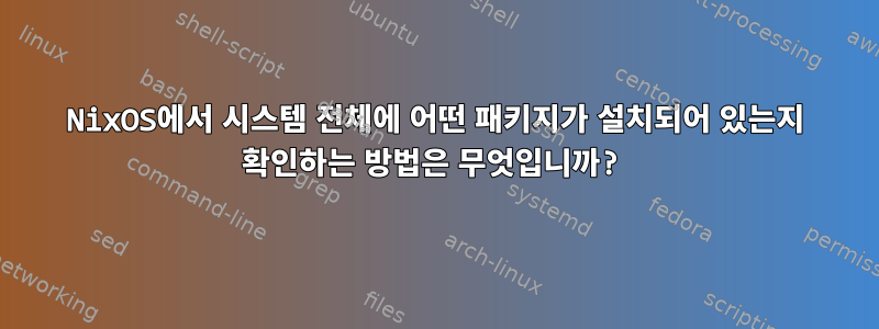 NixOS에서 시스템 전체에 어떤 패키지가 설치되어 있는지 확인하는 방법은 무엇입니까?