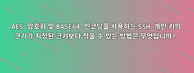 AES 암호화 및 BASE64 인코딩을 사용하는 SSH 개인 키의 크기가 지정된 크기보다 작을 수 있는 방법은 무엇입니까?