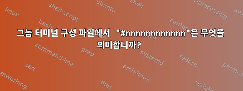 그놈 터미널 구성 파일에서 "#nnnnnnnnnnnn"은 무엇을 의미합니까?