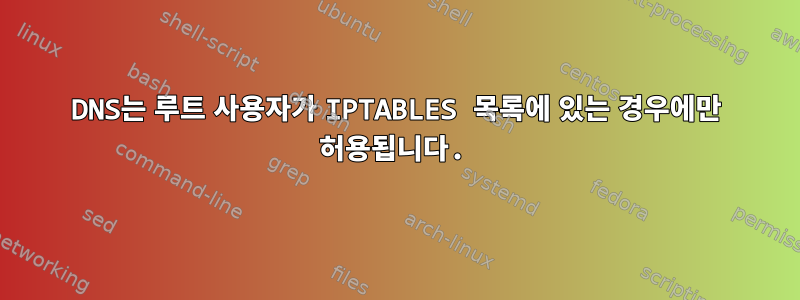 DNS는 루트 사용자가 IPTABLES 목록에 있는 경우에만 허용됩니다.