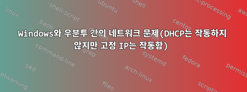 Windows와 우분투 간의 네트워크 문제(DHCP는 작동하지 않지만 고정 IP는 작동함)