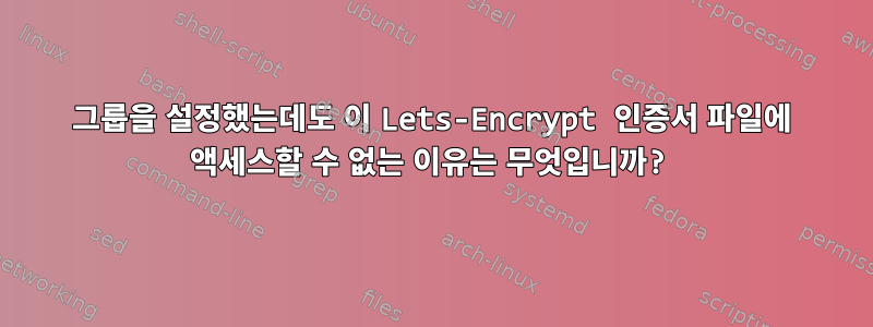 그룹을 설정했는데도 이 Lets-Encrypt 인증서 파일에 액세스할 수 없는 이유는 무엇입니까?