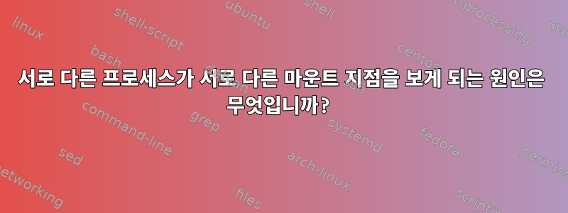 서로 다른 프로세스가 서로 다른 마운트 지점을 보게 되는 원인은 무엇입니까?