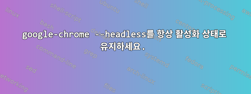 google-chrome --headless를 항상 활성화 상태로 유지하세요.