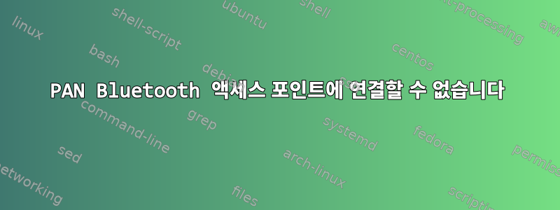 PAN Bluetooth 액세스 포인트에 연결할 수 없습니다