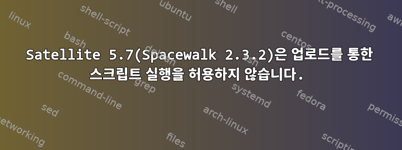 Satellite 5.7(Spacewalk 2.3.2)은 업로드를 통한 스크립트 실행을 허용하지 않습니다.