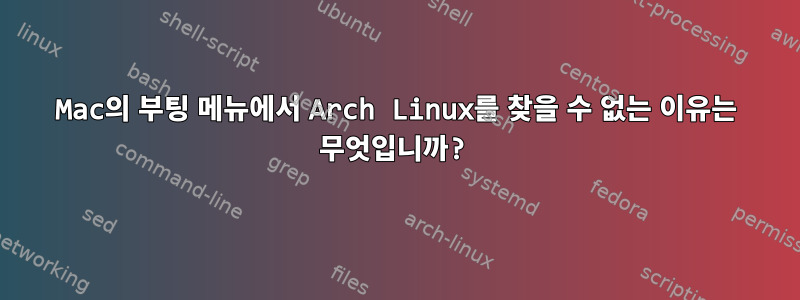 Mac의 부팅 메뉴에서 Arch Linux를 찾을 수 없는 이유는 무엇입니까?