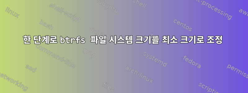 한 단계로 btrfs 파일 시스템 크기를 최소 크기로 조정