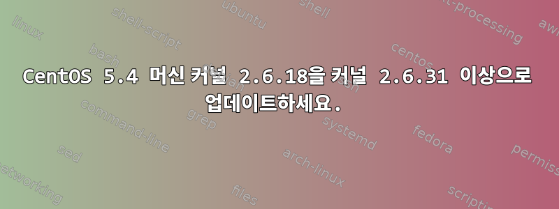 CentOS 5.4 머신 커널 2.6.18을 커널 2.6.31 이상으로 업데이트하세요.