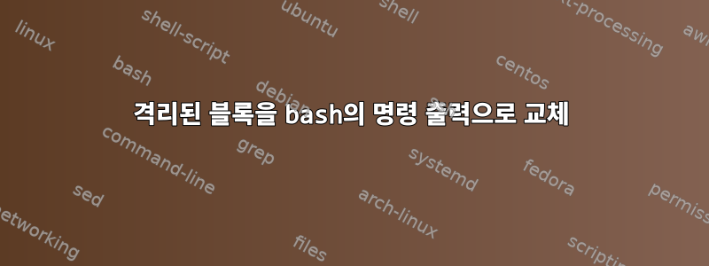 격리된 블록을 bash의 명령 출력으로 교체