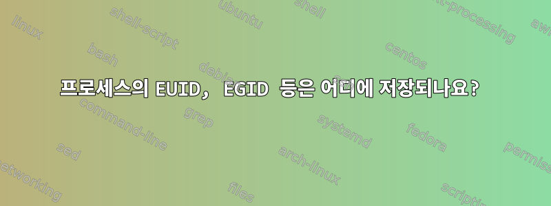 프로세스의 EUID, EGID 등은 어디에 저장되나요?