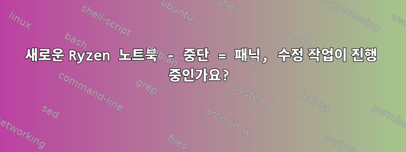 새로운 Ryzen 노트북 - 중단 = 패닉, 수정 작업이 진행 중인가요?