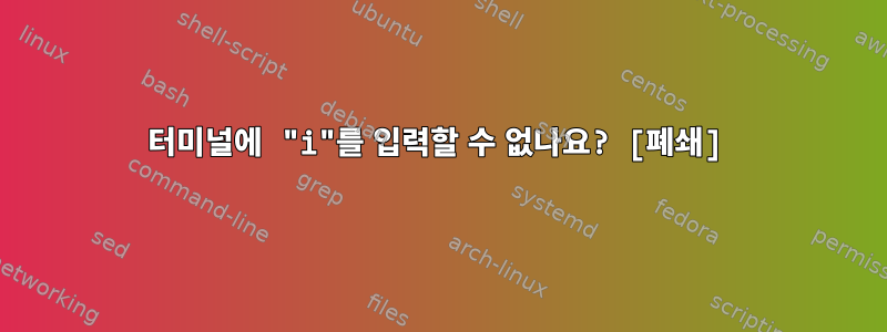 터미널에 "i"를 입력할 수 없나요? [폐쇄]