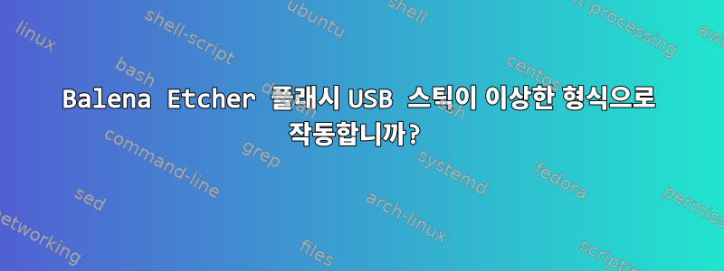 Balena Etcher 플래시 USB 스틱이 이상한 형식으로 작동합니까?