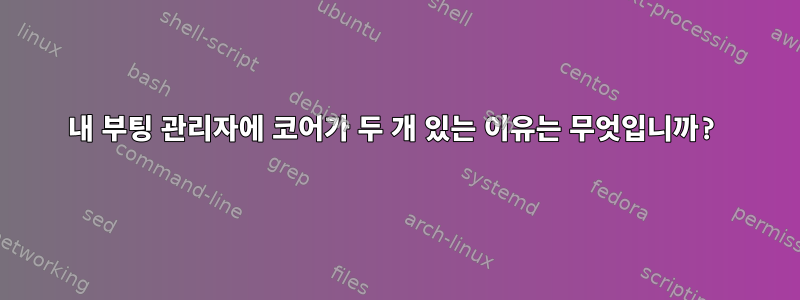 내 부팅 관리자에 코어가 두 개 있는 이유는 무엇입니까?