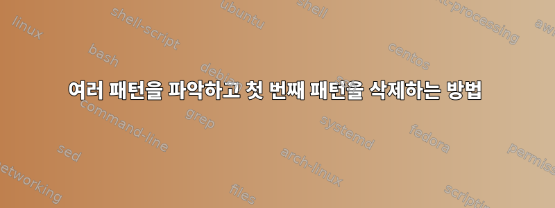 여러 패턴을 파악하고 첫 번째 패턴을 삭제하는 방법