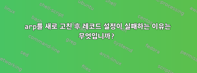 arp를 새로 고친 후 레코드 설정이 실패하는 이유는 무엇입니까?