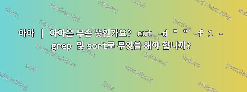 아아 | 아아은 무슨 뜻인가요? cut -d " " -f 1 - grep 및 sort로 무엇을 해야 합니까?