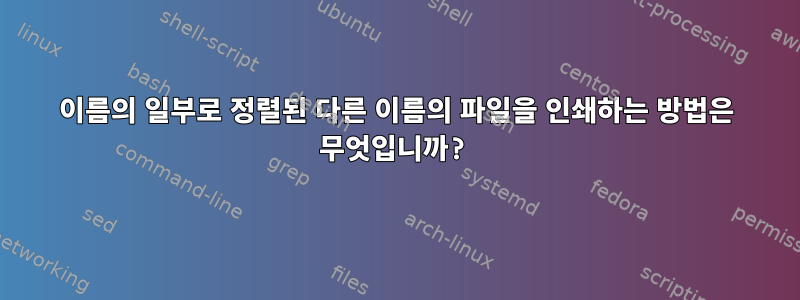 이름의 일부로 정렬된 다른 이름의 파일을 인쇄하는 방법은 무엇입니까?