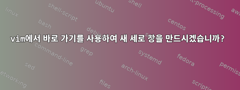 vim에서 바로 가기를 사용하여 새 세로 창을 만드시겠습니까?