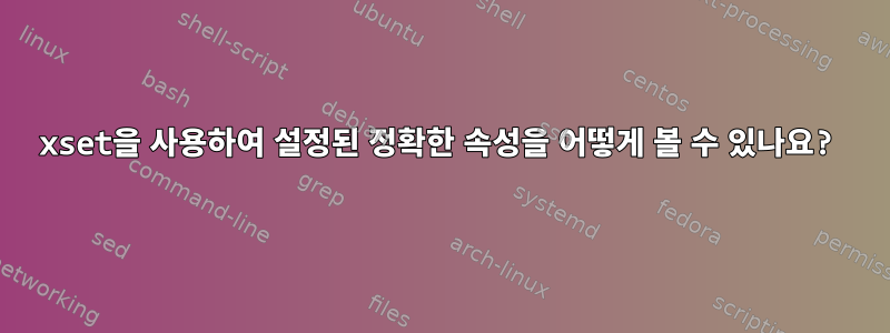 xset을 사용하여 설정된 정확한 속성을 어떻게 볼 수 있나요?