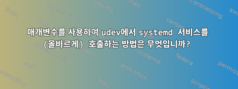 매개변수를 사용하여 udev에서 systemd 서비스를 (올바르게) 호출하는 방법은 무엇입니까?