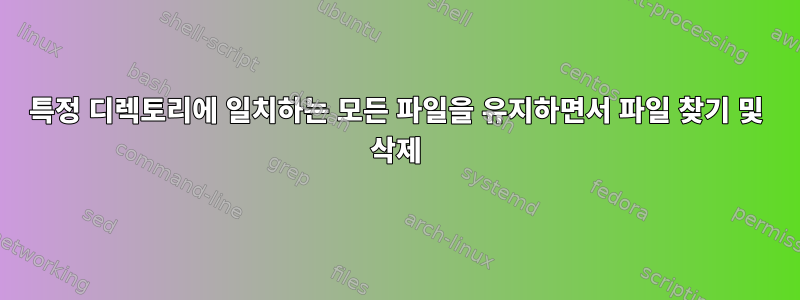 특정 디렉토리에 일치하는 모든 파일을 유지하면서 파일 찾기 및 삭제